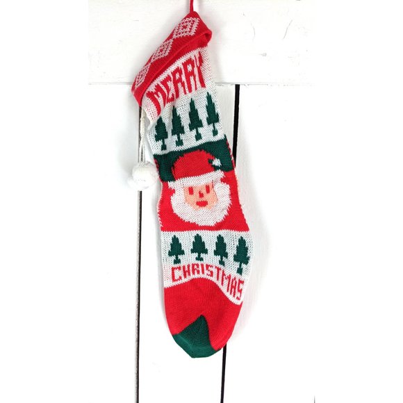 Vintage santa woven slouchy knit Santa Claus Christmas stocking/sweater xmas soc - Picture 2 of 3